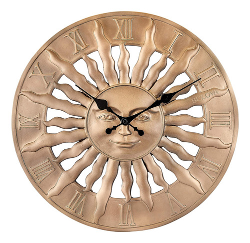 Nuevo Reloj De Pared Bulova Sunrise 14.3 En Bronce Dorado