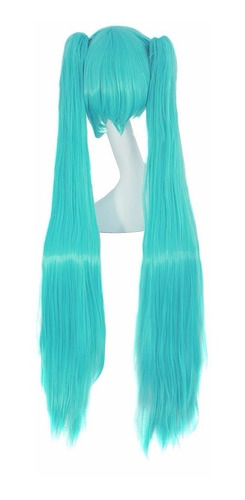 Imagen 4 de 6 de ¡ Peluca Miku 120cm Aguamarina Cosplay Hatsune Cabello Liso!