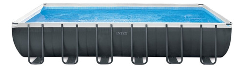 Piscina estructural rectangular Intex 26364 con capacidad de 31805 litros de 732cm de largo x 366cm de ancho  gris oscuro diseño mosaico