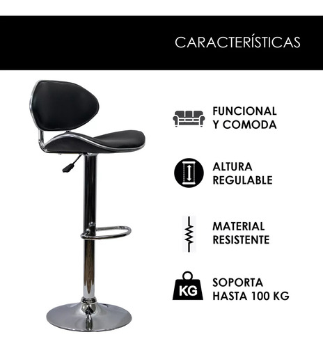 Kit 4 Bancos respaldo alto Shell B negro Decoform ST-8627 NEGRO