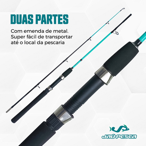 Kit Pesca Vara 1,80m 25lbs E Molinete 3000 6kg E Linha Mono