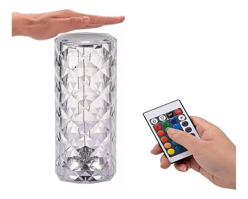Lámpara Diseño Cristal Diamante Acrílico Táctil Usb