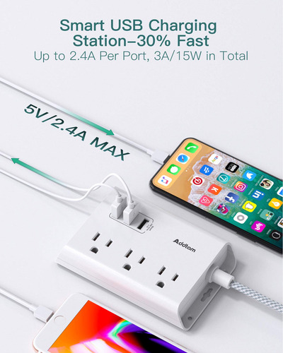 Tira De Alimentación Con Usb, Cable De Extensión De Enchufe