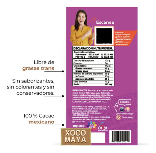 Barra De Chocolate Oscuro Con Chamoy Xoco Maya