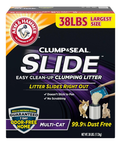 Arm & Hammer Slide Easy Clean-up Multi-cat Arena Gatos 38lb x 17kg de peso neto  y 17kg de peso por unidad