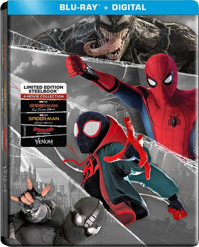 Blu-ray Spiderman + Venom / Incluye 4 Films / Steelbook