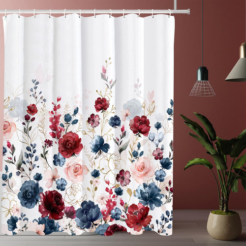 Tititex Juego De Cortinas De Ducha Estéticas Con Diseño Flor