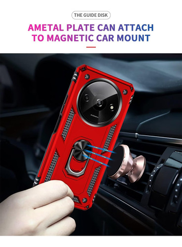 Funda Uso Rudo Golpes Para Redmi A3/c61 4g Carcasa+mica Rojo Redmi A3x/redmi A3 4g/xiaomi Poco C61 4g