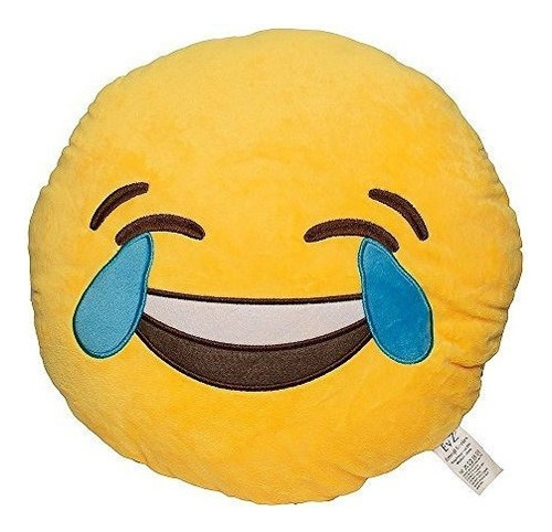 Evz 32cm Cojín Redondo Emoji Smiley Emoticon Amarillo Relle