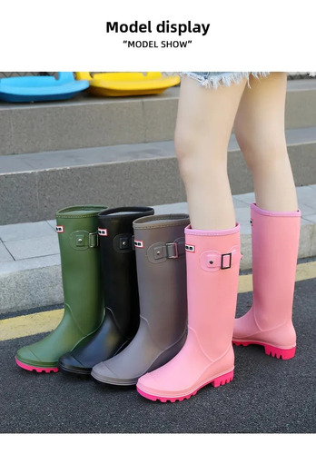 Botas De Lluvia Impermeables De Punto Alto Para Mujer, Estil