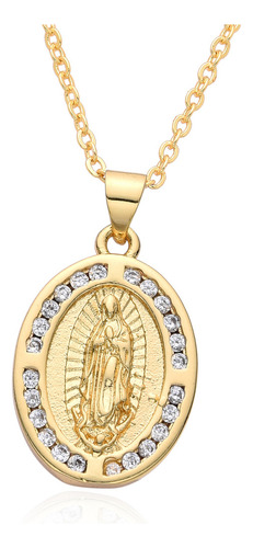 Q Collar Con Colgante La Virgen María Chapado Para Oro,