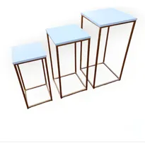 Comprar Set 3 Mesas Auxiliares P\u002Fcandy Bar Melamina Y Hierro