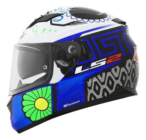 Capacete Feminino Fechado Ls2 Ff320 Stream Couture Azul 