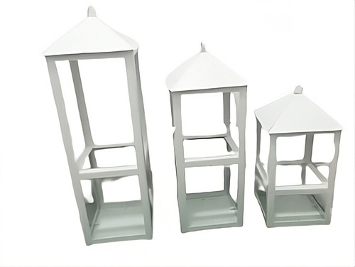 Pack X 3 Farol Fanal Vela Exterior Jardin 9007 Blanco