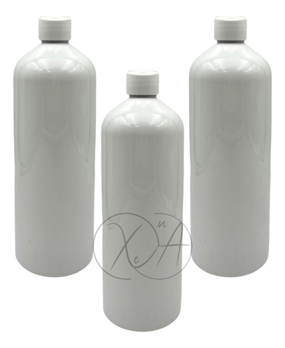 Botella Plastico Blanca 1 Litro Tapa Flip Top Shampoo X 25