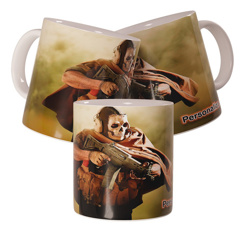 Taza Call Of Duty Mascara Warzone Ghost Personalizada Nombre