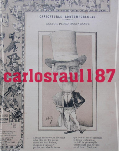 Revista 1890 Caricatura Pedro Bustamante Turf Teatros