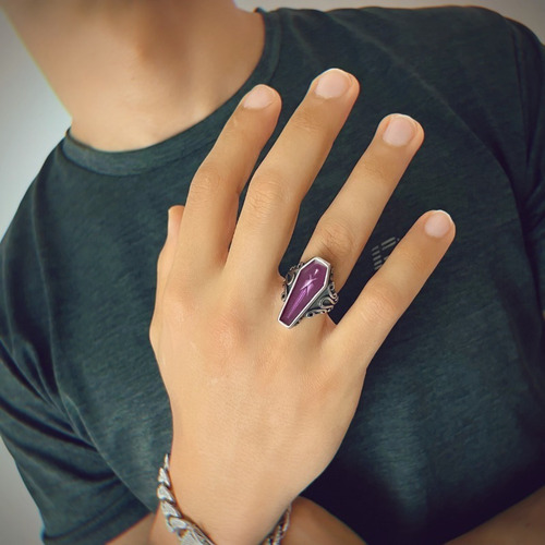 Anillo En Acero Quirúrgico Modelo Ataúd Anillos Regalo Dark
