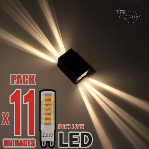 Difusor Pared Exterior Efectos 6 Rayos Luz Led 12w Pack X11u