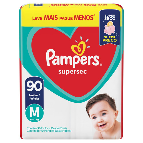 Pampers Supersec fraldas descartáveis 90 unidades tamanho M