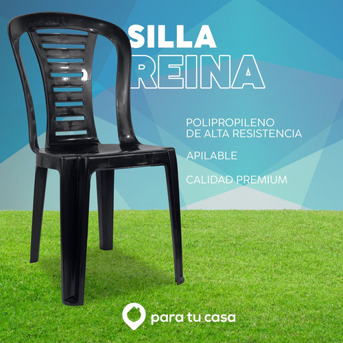 Imagen 5 de 10 de Silla Plástica X 8 Apilable Reforzada Negro Reina Quality