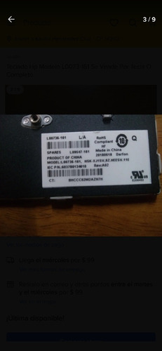 Teclado Hp Modelo L0073-161 Completo (Usado)