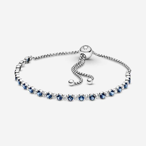 Pandora Pulsera Brillos Azules Y Transparente Cierre Desliza