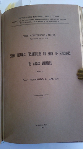 Imagen 2 de 10 de Gaspar - Universidad Nacional Del Litoral 1938 Matemáticas