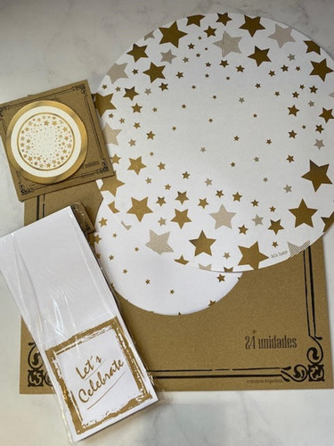 Imagen 5 de 10 de Set Platos De Sitio De Papel + Porta Cubiertos + Posavasos