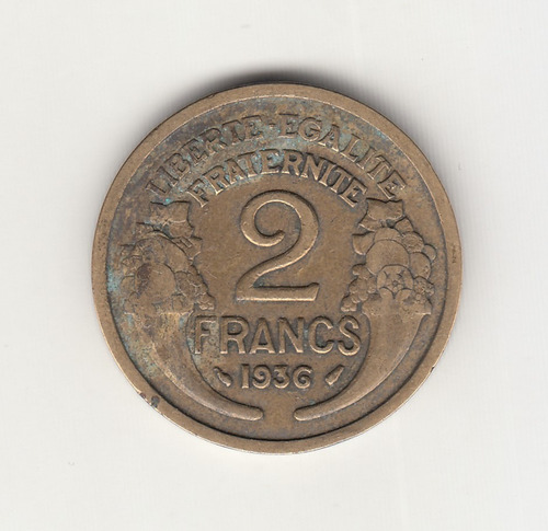 Moneda Francia 2 Francs 1936 Morlón (c85)