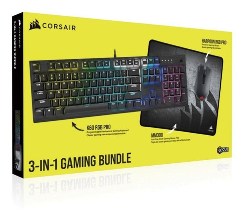 Combo Gamer Corsair 3en1 Teclado K60 + Mouse Harpoon + Pad F Color del mouse Negro Color del teclado Negro