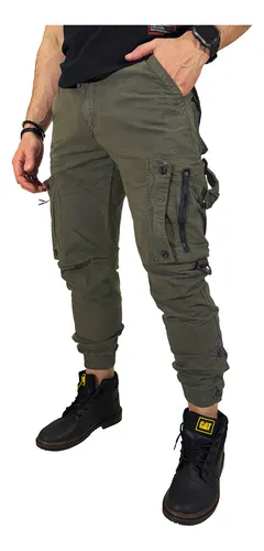 comprar Jogger Cargo Pantalón Hombre Gabardina Importado Cierre Late