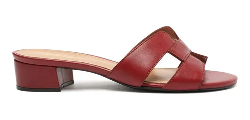 Mule Arezzo Vermelho H Couro Bloco
