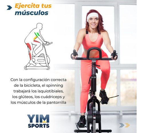 Bicicleta Fija Spinning Ajustable Resistencia Profesional Yim Sports Alta Calidad Multifuncional Pjsp-02