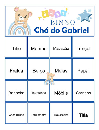 Cartelas De Bingo Chá De Bebê: 70 Cartelas Pdf Baby