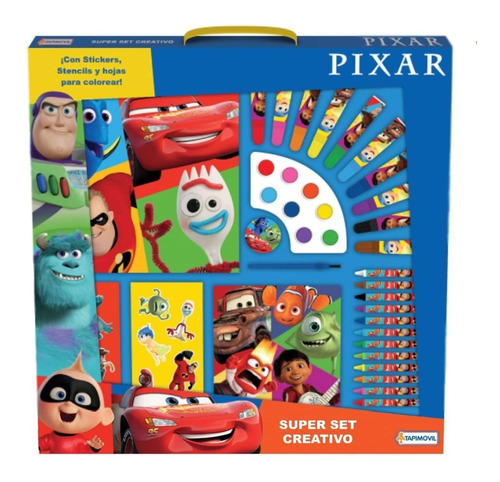 Set Creativo 15 Piezas Pixar Disney Colorear Pinta Original