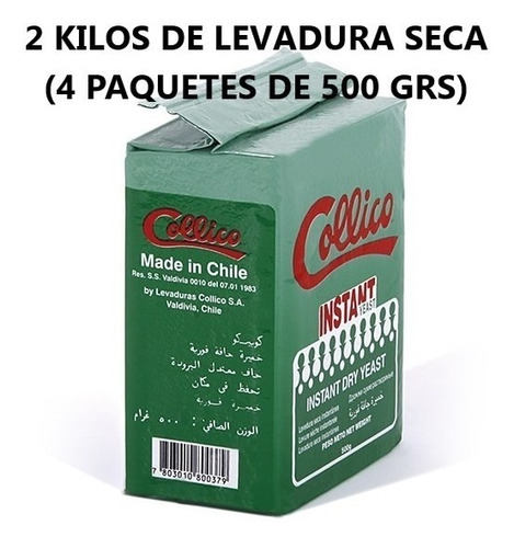 2 Kgs Levadura Seca Instantánea Collico (4 X 500 Grs)