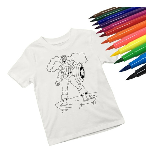 20 Playeras Para Colorear Mayoreo + Paquetes De Plumones.