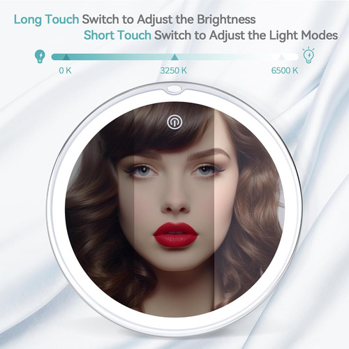 Espejo De Aumento Recargable Con Luz, Espejo De Maquillaje I