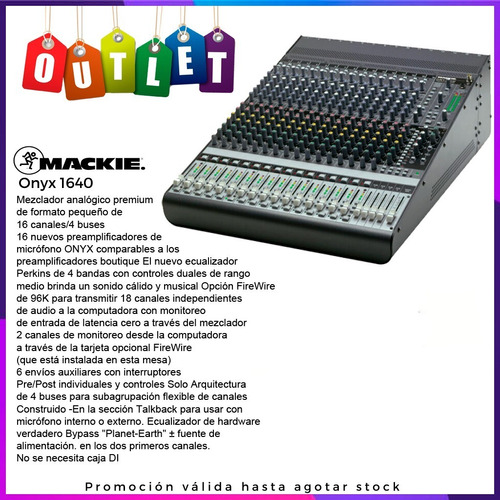 Consola Mixer 16 Canales Mackie Onyxs 1640 Outlet Tm