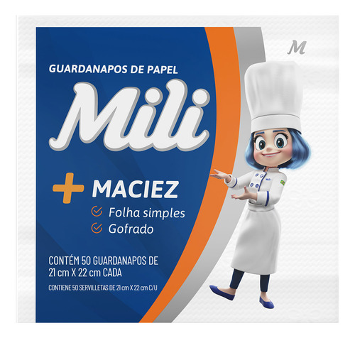 Guardanapo De Papel Mili 50 Un 21 X 22 Cm - Kit 12 Pacotes
