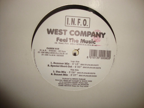 Vinilo West Company Feel The Music I.n.f.o C.a.m.m. E1