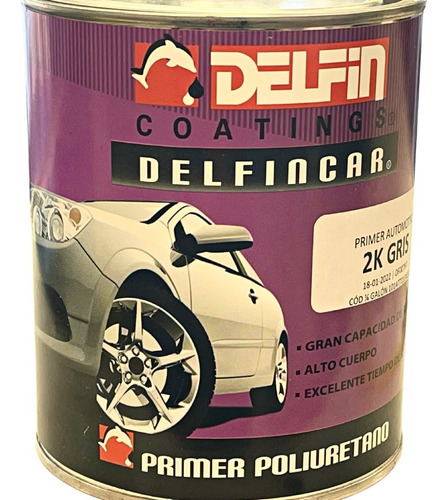 Primer Poliuretano Automotriz 2k Gris 900ml Delfin