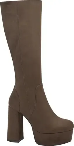 Botas Largas Gamuza Color Verde Tacon Ancho 12cm Cuotas sin inter s
