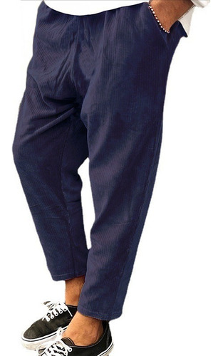 Pantalones De Pana De Pierna Recta De Hombre Corte Holgado