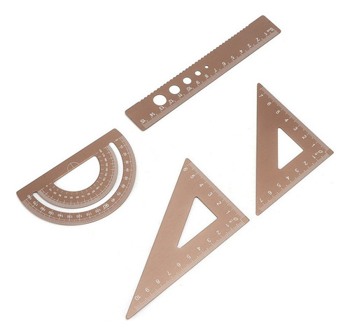 Para Juego De Geometría De Metal 4 Piezas Regla Escala