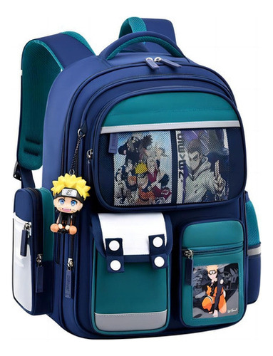 Mochila Escolar De Mochila Naruto Boy Enviar Adornos De Muñ Color Verde Azulado/grande