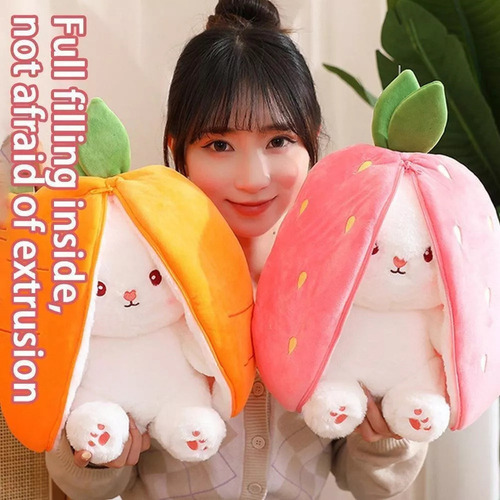 2pcs Juguete De Peluche Conejo Conejito De Zanahoria/fresa