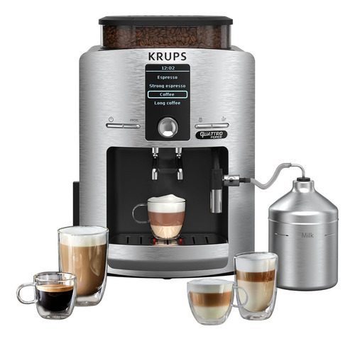 Krups Espresseria Cafetera Súper Automática Quattro Force Autolimpieza Color Acero Inoxidable Capacidad 1.7L EA82FBMX