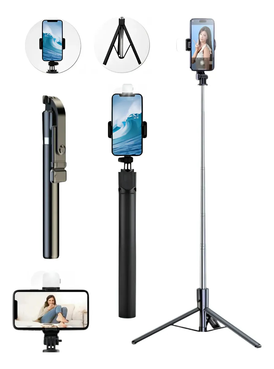 Tripé Celular Bastão Pau De Selfie 1,7m Controle Bluetooth Preto